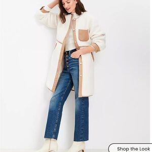 LOFT Twill Trim Sherpa Coat
